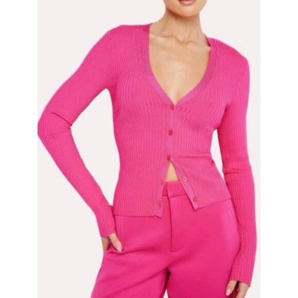 Good American Shine Rib Cardigan – Pink Glow – Size L – NWT MSRP $169 - Picture 5 of 5